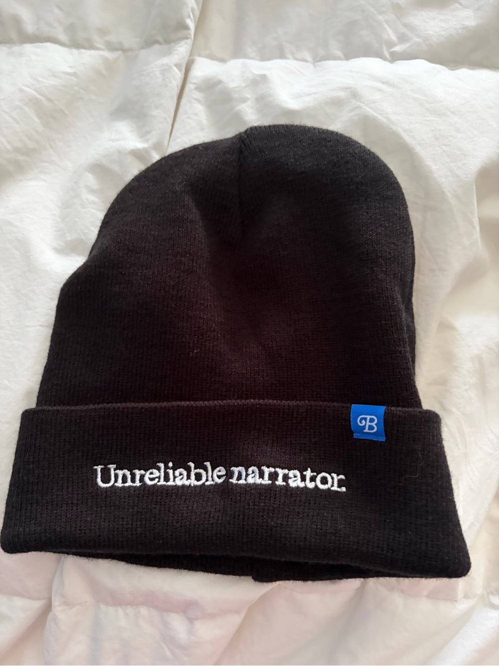 Unreliable Narrator Embroidered Black Beanie - Brand Unknown